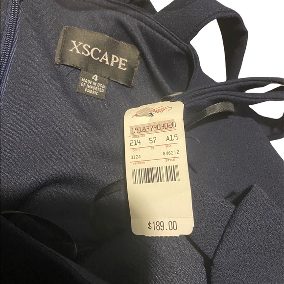 Xscape Formal Navy Double Strap Dress - Picture 6 of 7